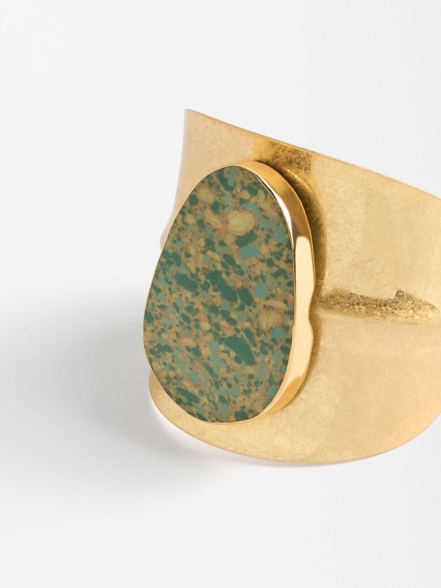 Pulsera Rígida Con Piedra burdeos