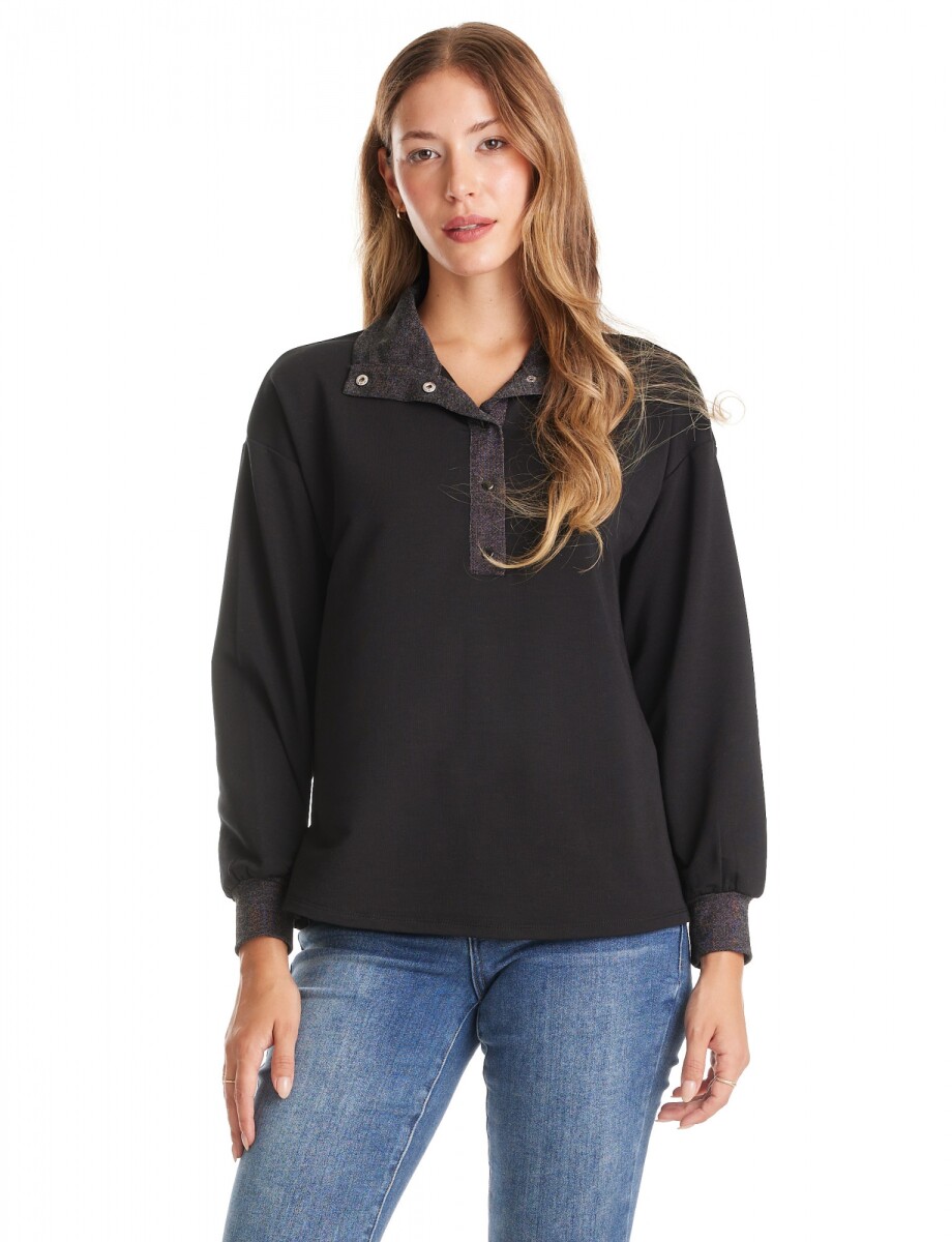 Buzo Modal Cuello Solapa - Negro 