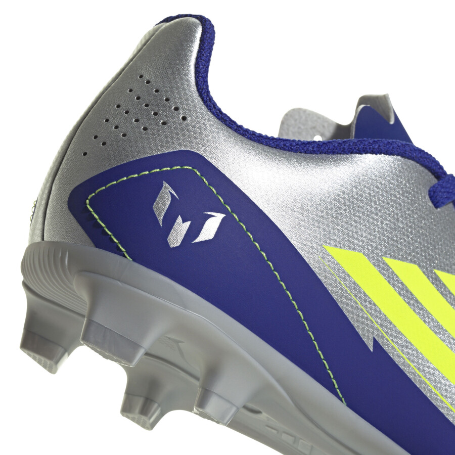 Championes de Niños Adidas Futbol 5 F50 Club TF Messi Plateado - Azul - Amarillo