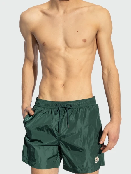 Moncler - Logo Patch Shorts de Baño Verde