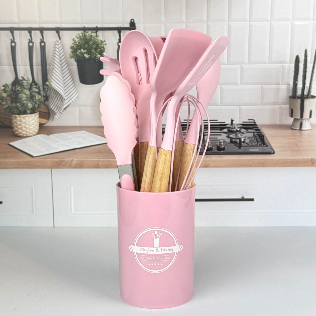 Set de Utensilios de Cocina de Silicona con Mango de Madera – 12 Piezas | ROSA 