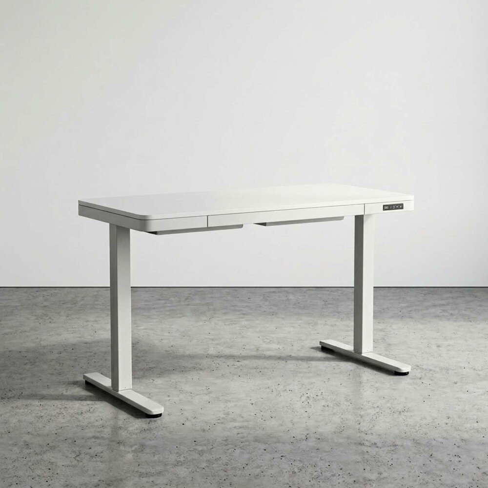 ESCRITORIO REGULABLE METAL-Y-MDF BLANCO ASCEND