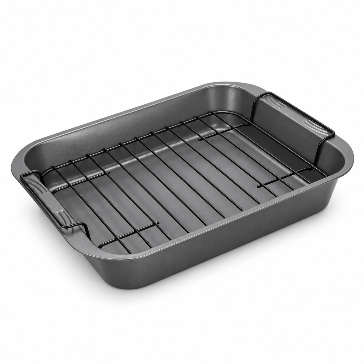 Asadera Fuente Con Rejilla Antiadherente 37,5x28x7 Horno - Grafito 
