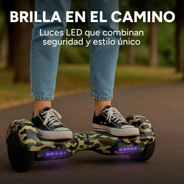 Skate Electrico Hoverboard Gogreen Musica Bt Luces Patineta Diseño Camuflaje