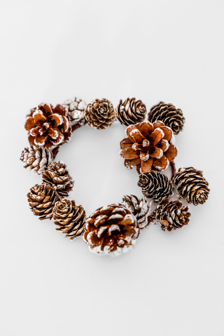 Deco Navidad Corona Piñas Color Unico