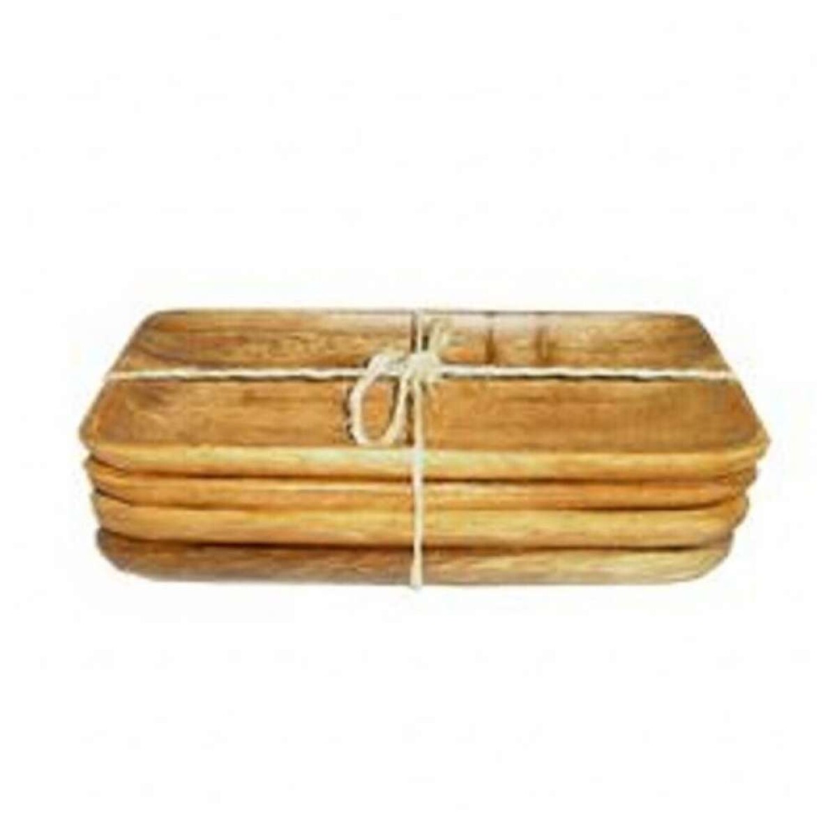 Set X4 Bandejas Chicas Rect. Madera 20X10X2.5Cm 