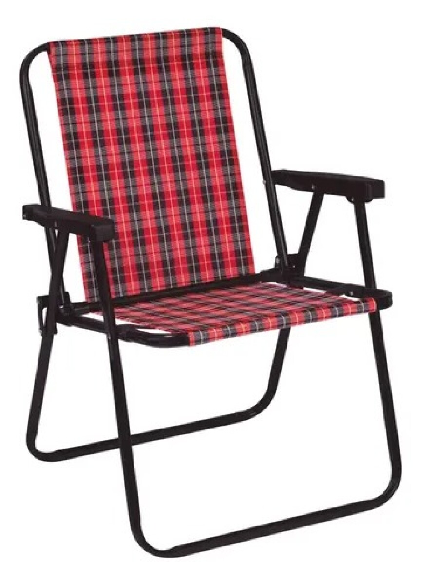 SILLA MOR ACERO (11) ALTA A CUADRO ROJO-NEGRO POLIET. 