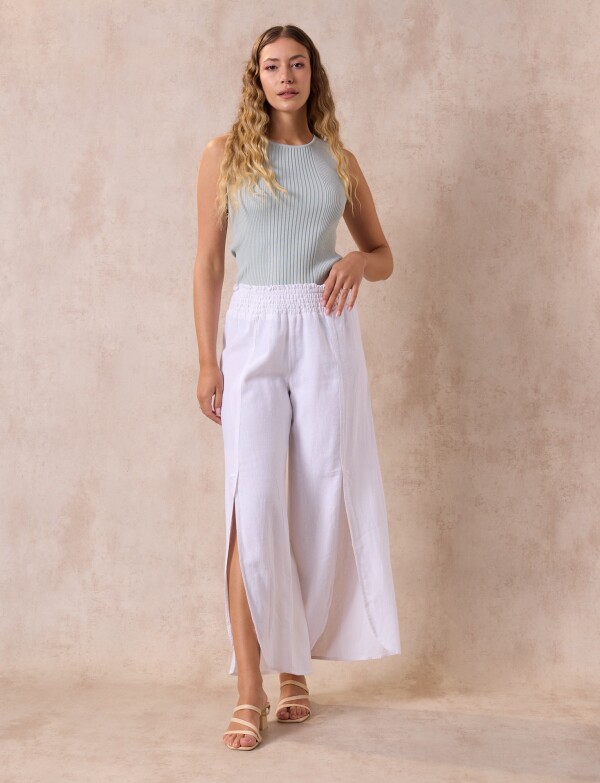 Pantalon Lino Solid BLANCO