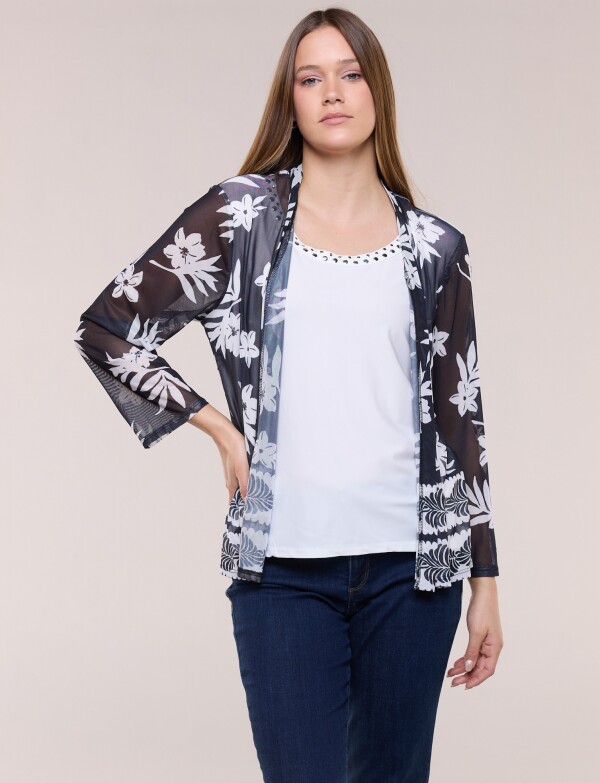 Cardigan Twofer 2 En 1 NEGRO/BLANCO