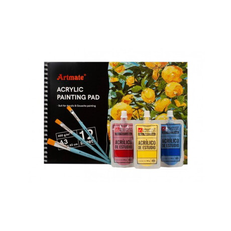 Kit Artmate Papel para Pintar Acrílico A3 Pinturas