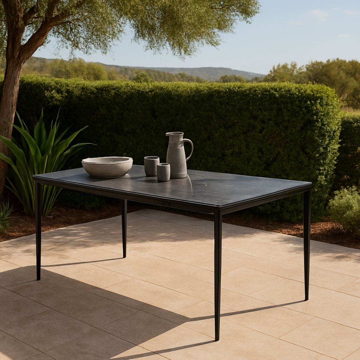 MESA DE EXTERIOR CELLINA NEGRO RECTANGULAR 