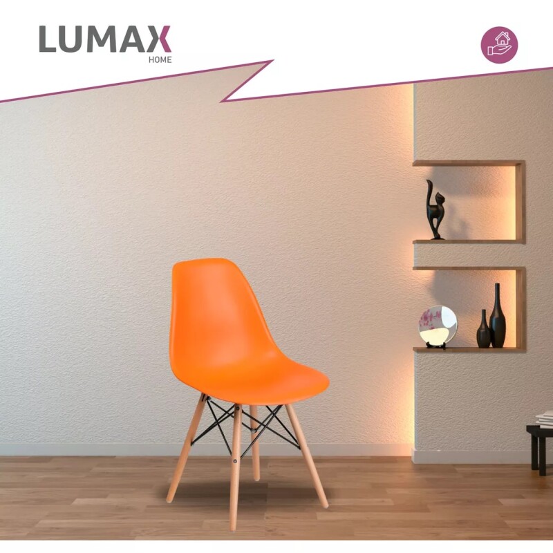 Pack 2 Sillas De Comedor Eames Lumax De Diseño Moderno Con Patas De Madera Naranja