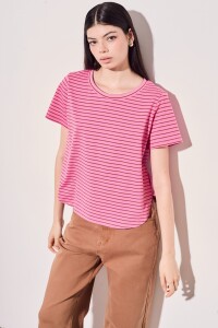 Remera Rayada Rosa