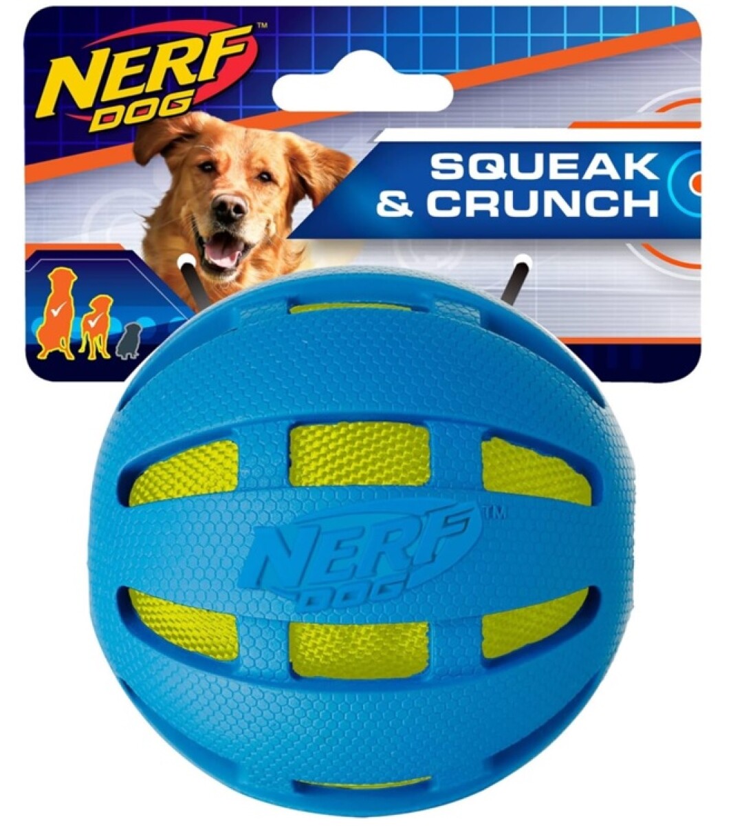 Pelota de Goma para Mascotas Nerf Pet Squishy 10 cm - VERDE-AZUL 