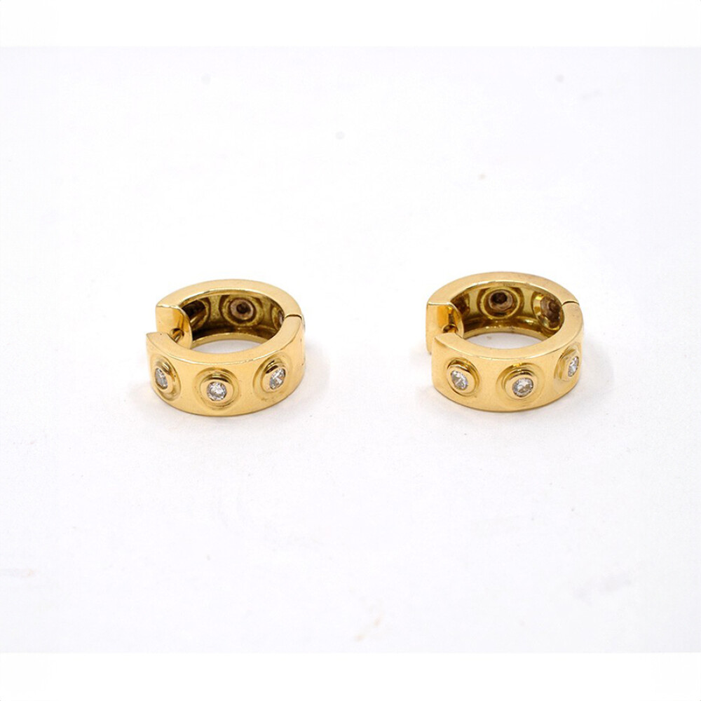 Aros En Oro 18K Combinado Y Brillantes Aros En Oro 18K Combinado Y Brillantes