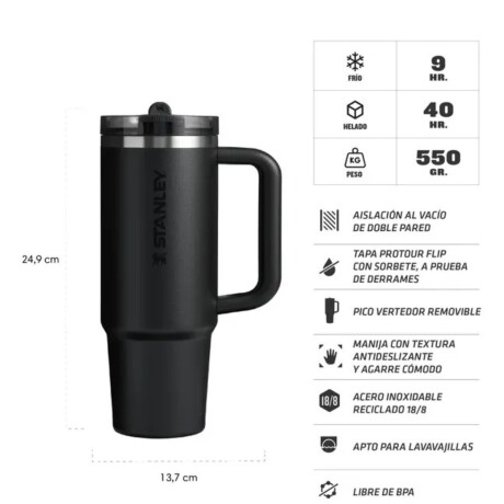 Vaso Stanley Quencher Protour Flip Straw 887ml Negro