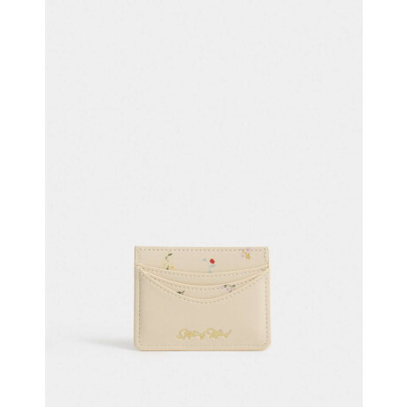 Tarjetero Cuerina Flores Amarillo Claro