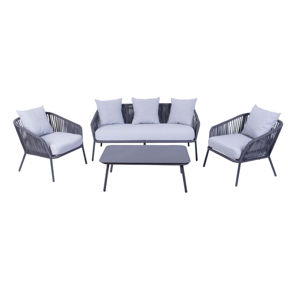 BAYAHIBE (1+2+1) ALUMINIO GRIS SET DE LIVING