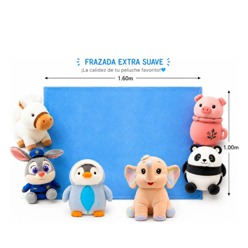 Manta De Apego Peluche C/Frazada 1.60m X 1.00m Inf. Pingüino