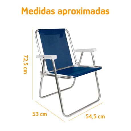 Silla Alta Aluminio Reposera Mor 110 kg Plegable Sannet Azul Marino