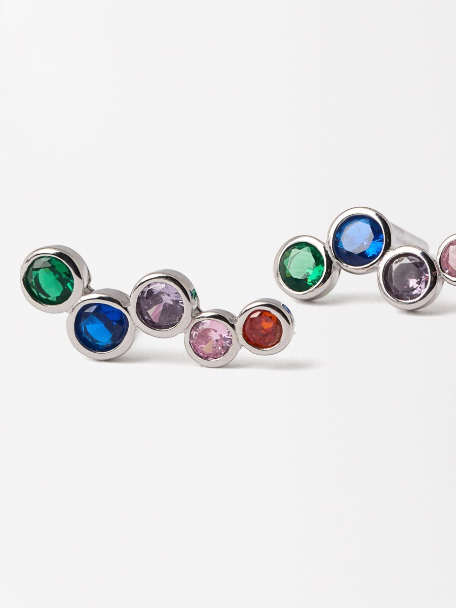 Pendientes Con Circonitas - Plata De Ley 925 multicolor