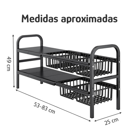 Organizador Extensible Multifunción 2 Niveles 53-83x49x25cm Negro