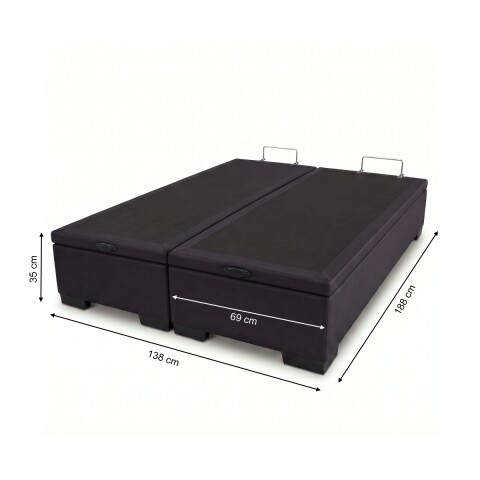 Base Box Baul para Sommier Colchon - Estructura Madera Maciza - Negro 138 x 188 x 35 cm Doble