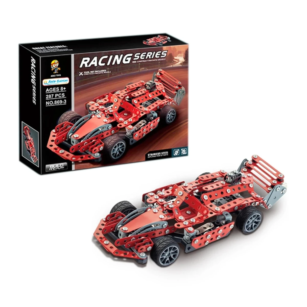 Set de Construcción Acero Inox Auto de Carreras 287 Pzas 
