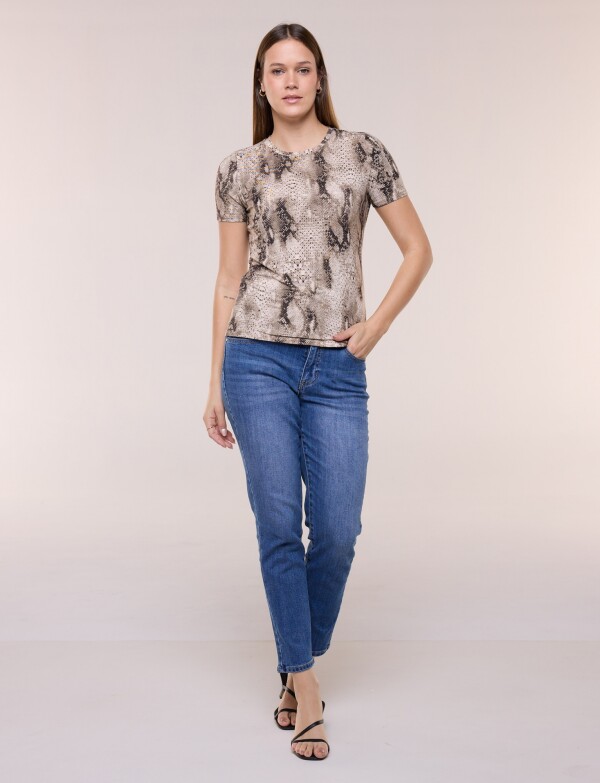 Remera Printed MULTI/MARRON
