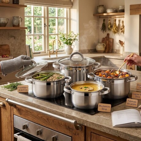Batería De Cocina Sonifer 8 Piezas Acero Inox Inducción Batería De Cocina Sonifer 8 Piezas Acero Inox Inducción
