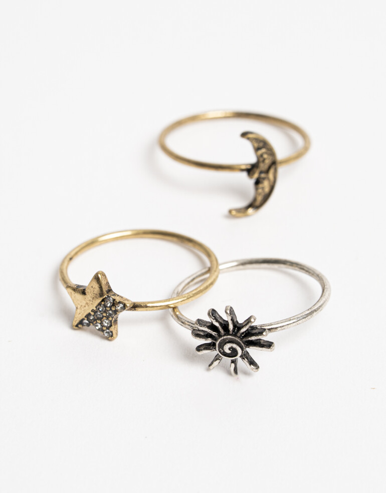 Sets Anillos Strass Sets Anillos Místicos - Plateado Antique Silver