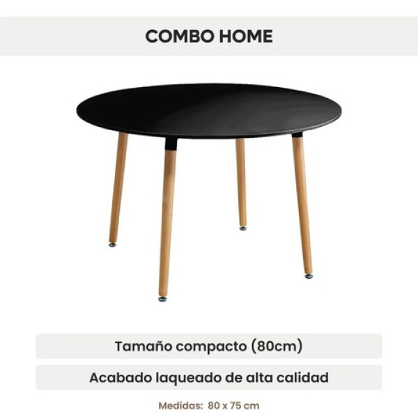 Mesa Comedor Cocina Milán Redonda Laqueada 80Cm Premium Ax Negro 1