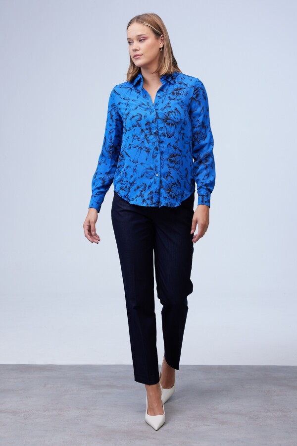 Camisa Flower Print NEGRO/AZUL