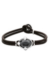 PULSERA DE CUERO CON CRISTAL FACETADO GRIS Pulsera