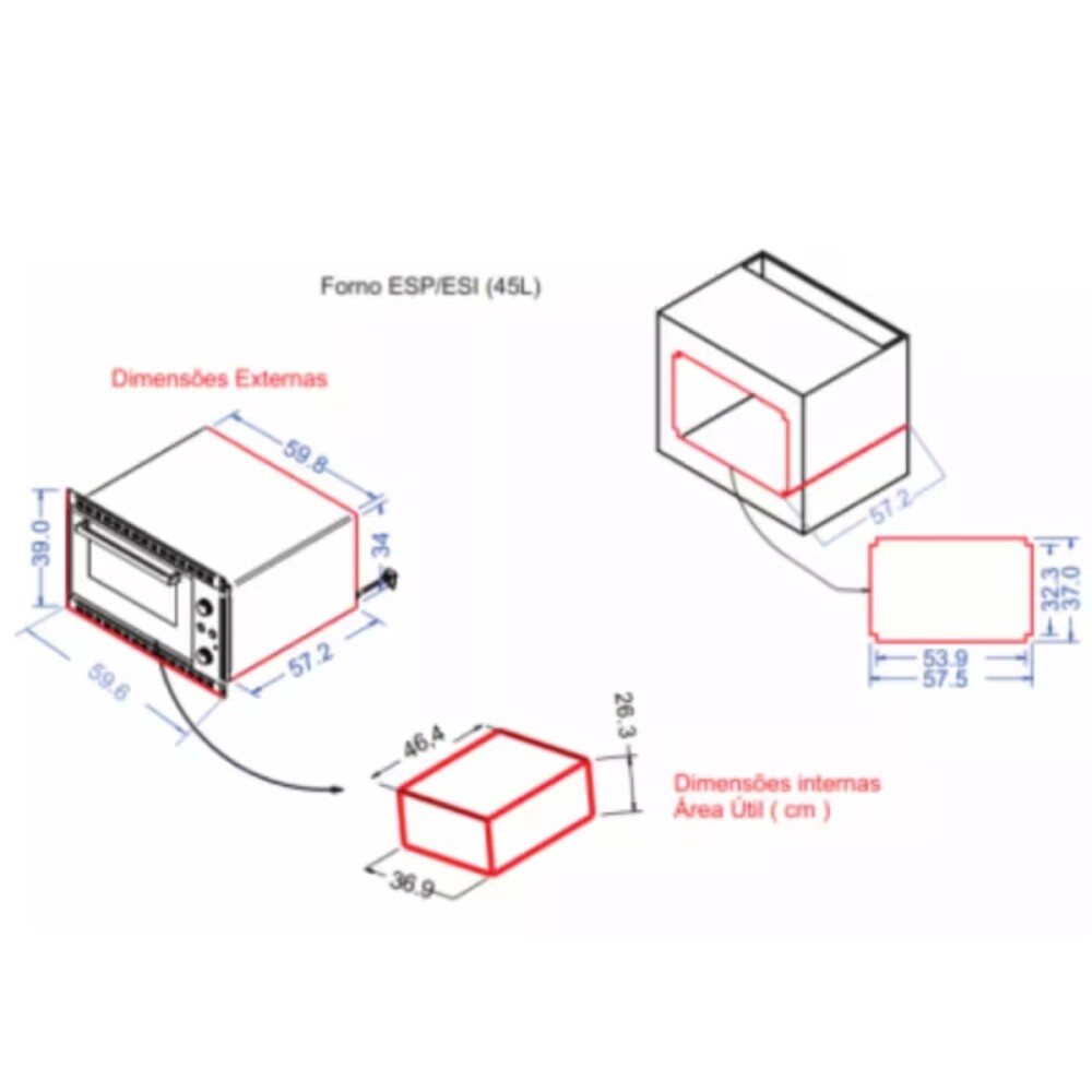 Horno de empotrar esi 45L FOGATTI Horno De Empotrar Esi 45l Fogatti