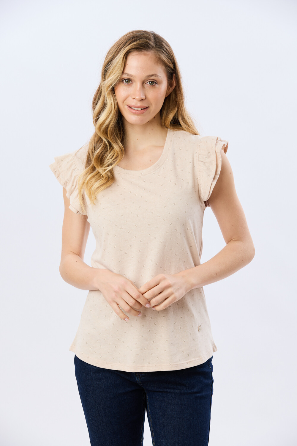 REMERA ESTAMPADA DE ALGODÓN Beige