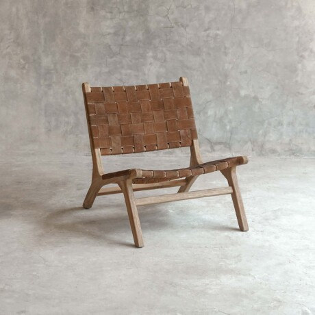 BUTACA CUERO-Y-MADERA MARRON STRAP