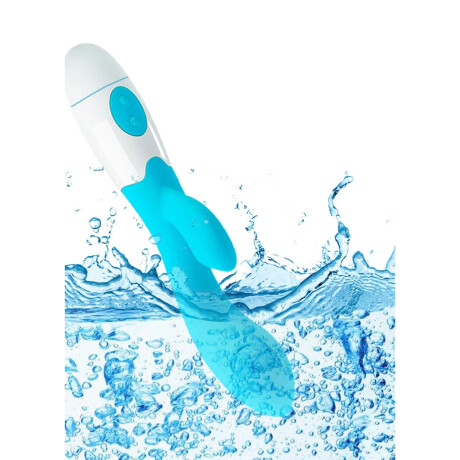 Vibrador Con Doble Estímulo Desing Curvo A Pila Celeste