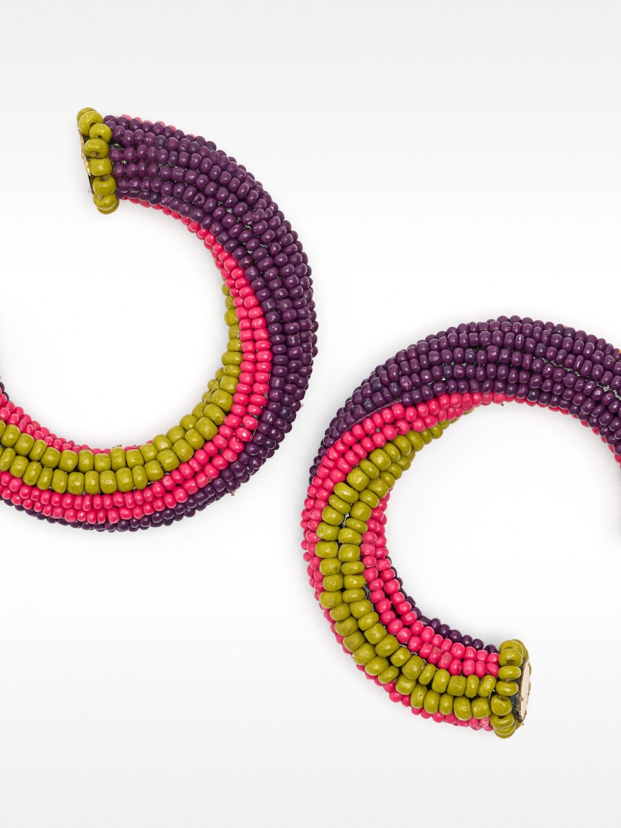 Pendientes De Aro Abiertos Multicolor Con Abalorios multicolor