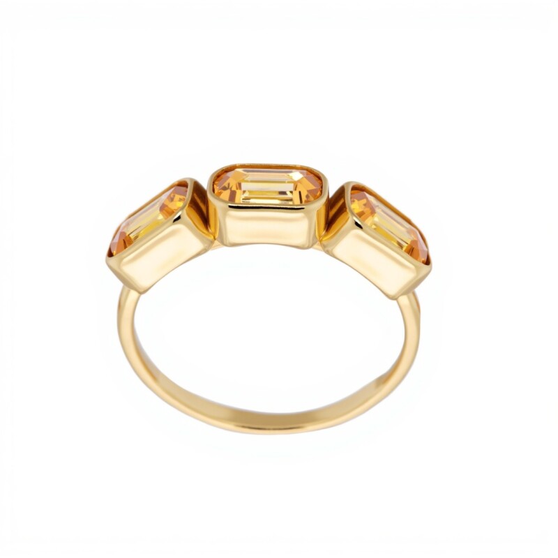 Anillo Trilogy-Plata rodinada con micra oro 18k-Piedra Citrino-AN2003 conpiedra