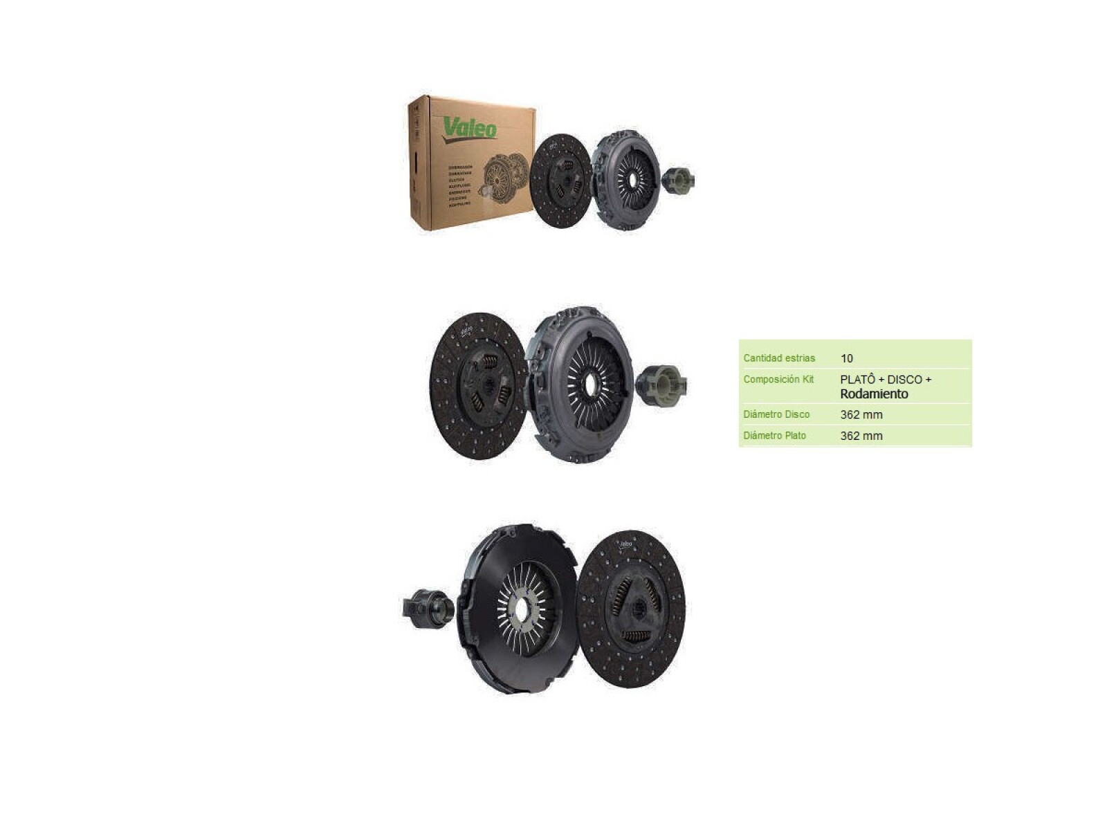 Kit Embrague C/Rod. Valeo Volks Camion 9.170 Del ivery/13.180 Del ivery/11.180 Del ivery 13-25 Ø362-Est.10 