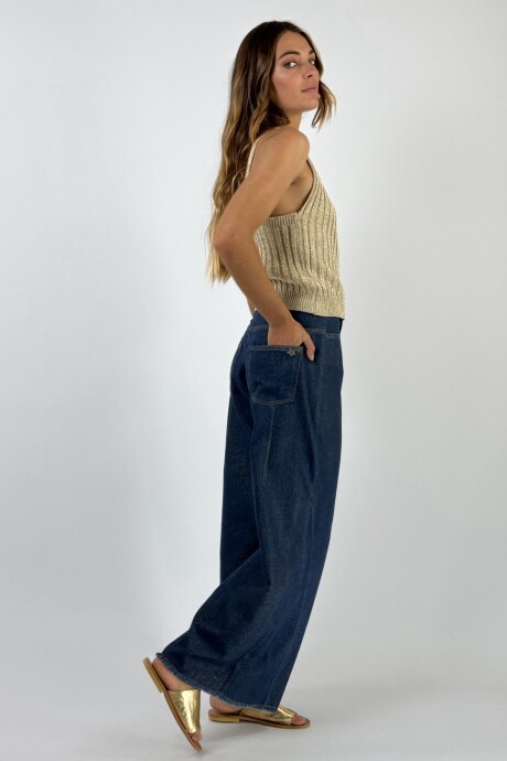 PANTALÓN JACINTO JEAN LAMINADO Dorado