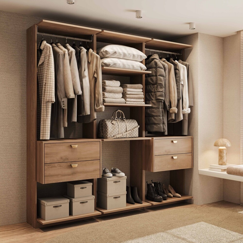 VESTIDOR TEMER SIN PUERTAS ESTANTES GUARDARROPA ARMARIO CLOSET PLACARD MARRÓN
