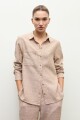 Camisa clasica lino tostado melange