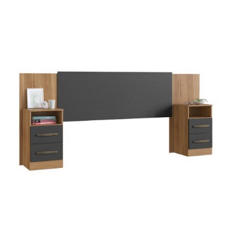 CABECERA ARTECAS + 2 MESAS DE LUZ NOGAL/GRAFITO CABECERA ARTECAS + 2 MESAS DE LUZ NOGAL/GRAFITO