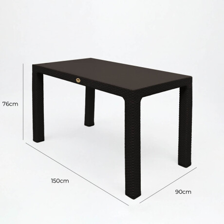 Mesa Comedor Exterior Jardín Rattan 150x90cm Armable Negro