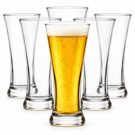 Set X6 Vasos Cerveza 380cc Clásicos Resistentes Transparente