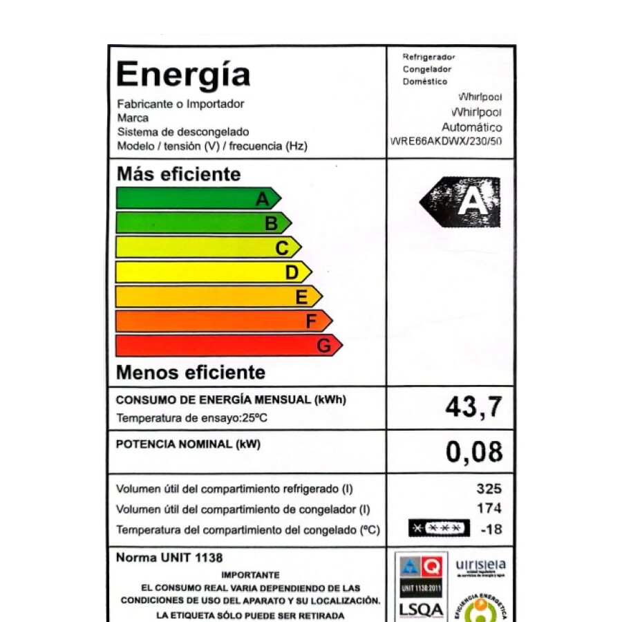 Heladera Inverter Freezer abajo Whirlpool WRE66AKDWX Heladera Inverter Freezer abajo Whirlpool WRE66AKDWX