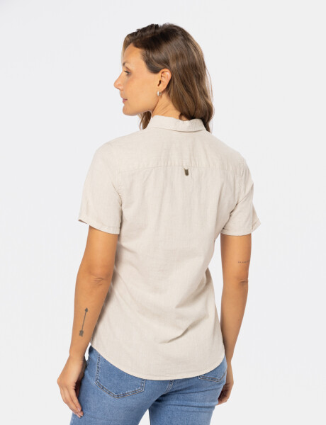 CAMISA DE LINO MEDIO BOTÓN Beige