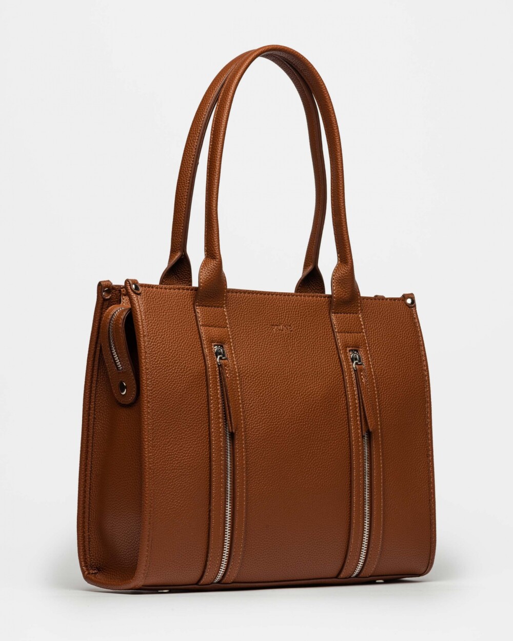 Shopper Oak En Efecto Cuero Graneado Marron